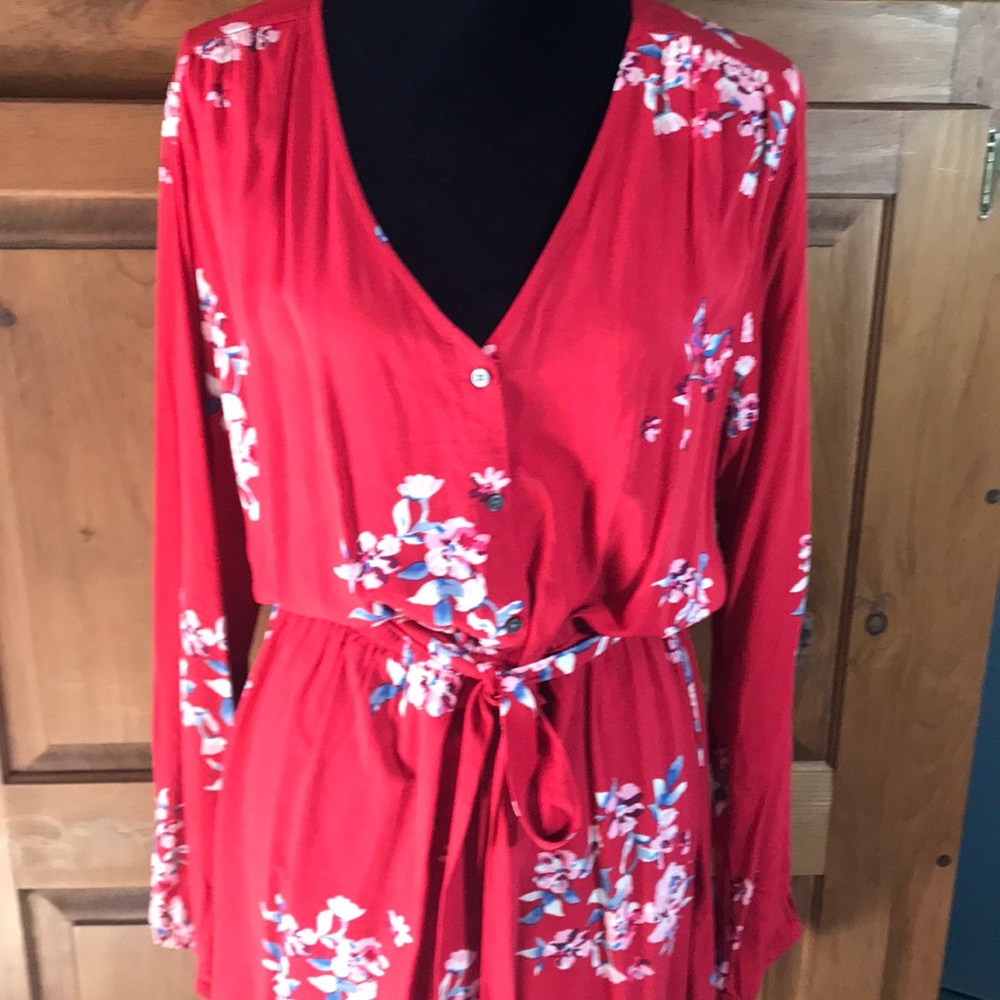 Bright and Cheery Beautiful Red Floral Dress